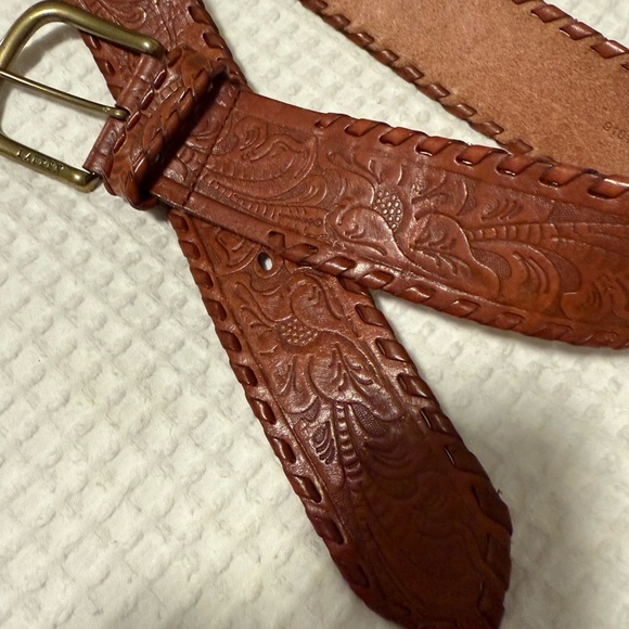 Lauren Ralph Lauren Brown Embossed Leather Belt